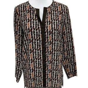 Lafayette 148 Silk Brown & Black Blouse Size 4